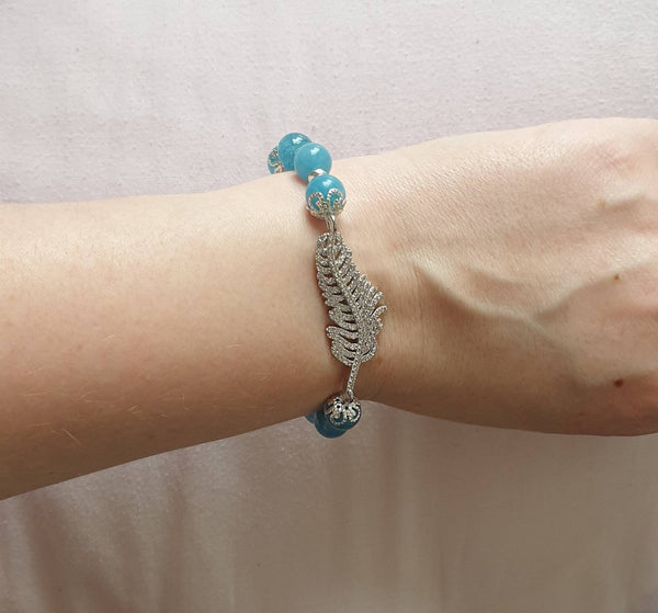 Handmade Blue Aquamarine Crystal Jewellery Set - Bracelet & Earrings
