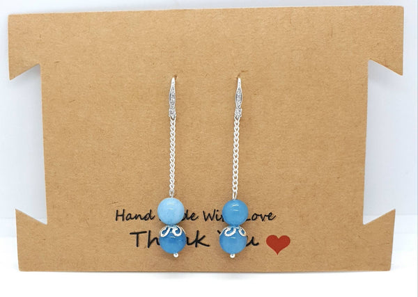 Handmade Blue Aquamarine Crystal Jewellery Set - Bracelet & Earrings