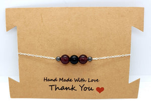 Handmade Silver Chain Bracelet With Red Garnet and Agate Crystal