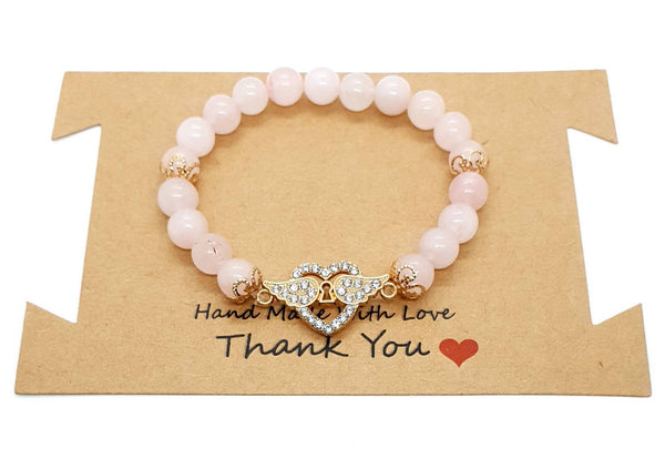 Handmade Rose Quartz Beaded Bracelet Handmade