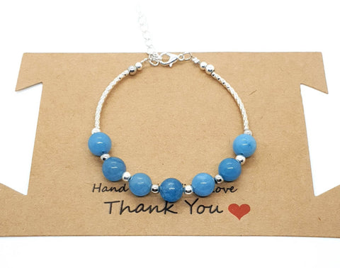 Aquamarine Beaded Bangle | Blue Beaded Bangle | Queebo
