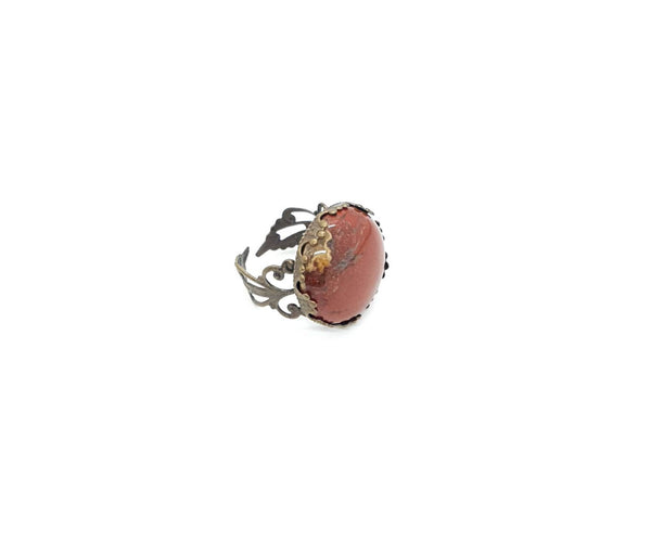 Vintage Bronze Ring With Crystal Gemstone