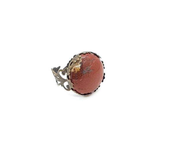 Vintage Bronze Ring With Crystal Gemstone