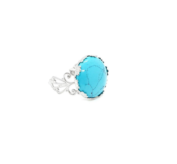 Turquoise Stone Ring | Big Gemstone Ring | Queebo