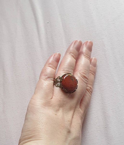 Vintage Bronze Ring With Crystal Gemstone