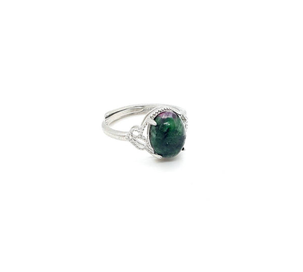 Silver Ring With Heart and Anyolite Crystal Stone