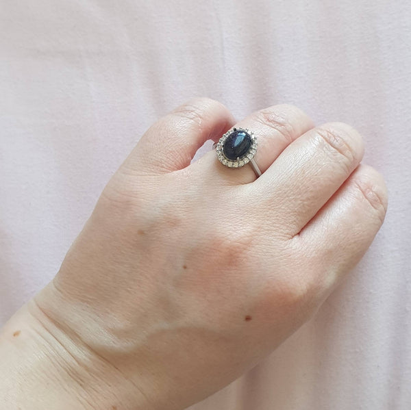 Silver Gemstone Ring With Goldstone Crystal Stone