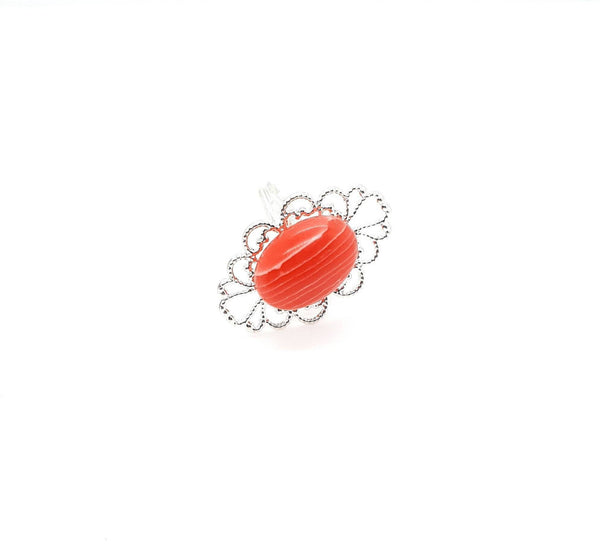 Silver Adjustable Ring With Crystal Gemstone