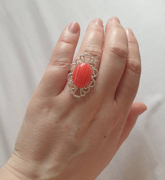 Silver Adjustable Ring With Crystal Gemstone