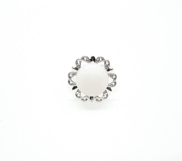 Silver Flower Ring With Crystal Gemstone