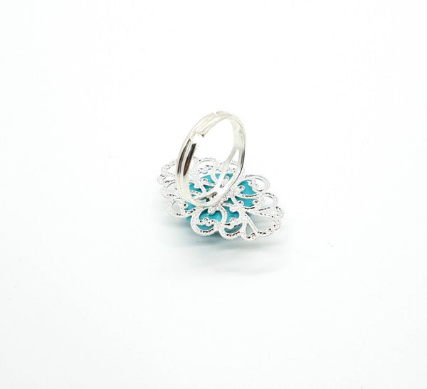Silver Adjustable Ring With Gemstone Crystal