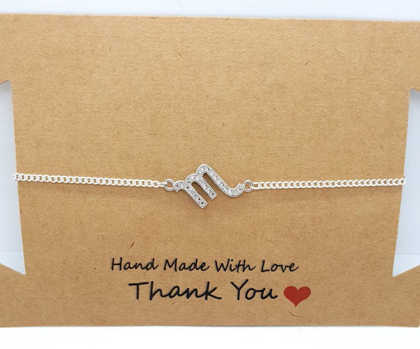 Adjustable Zodiac Sign Silver Chain Bracelet