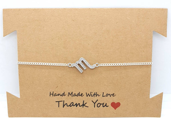 Adjustable Zodiac Sign Silver Chain Bracelet