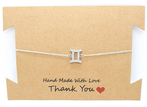Zodiac Sign Silver Chain Bracelet