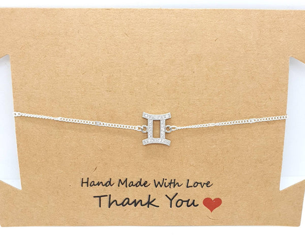 Zodiac Sign Silver Chain Bracelet