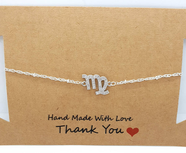 Star Zodiac Sign Silver Chain Bracelet