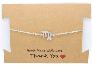 Zodiac Sign Silver Chain Bracelet