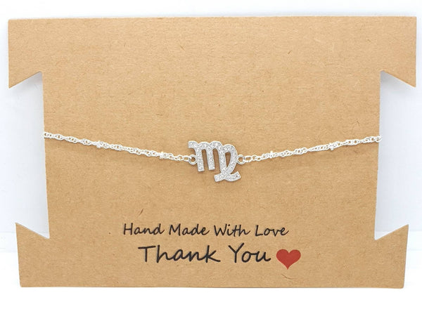 Zodiac Sign Silver Chain Bracelet