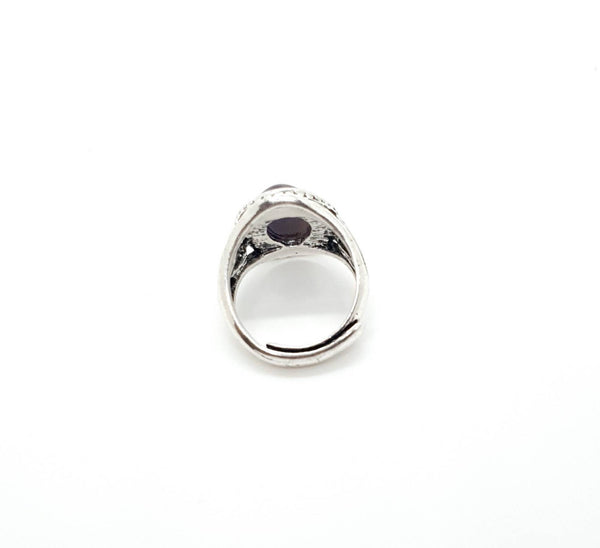 Antique Silver Ring | Crystal Gemstone Ring | Queebo