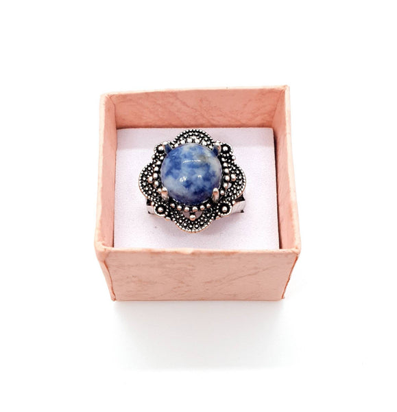 Vintage Silver Ring With Crystal Gemstone
