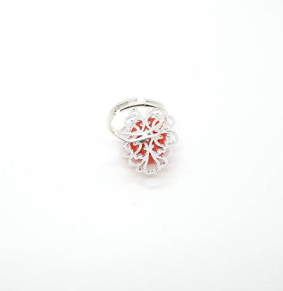 Silver Adjustable Ring With Crystal Gemstone