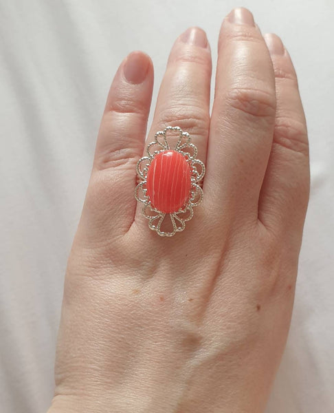 Silver Adjustable Ring With Crystal Gemstone