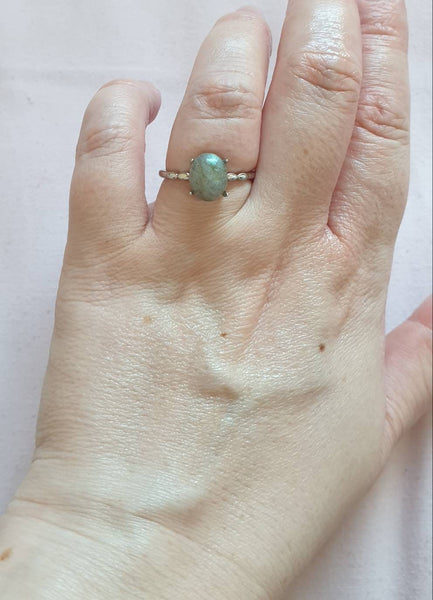 Minimalist Silver Ring With Crystal Gemstone