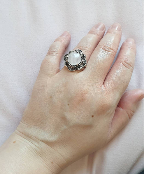Vintage Silver Ring With Crystal Gemstone