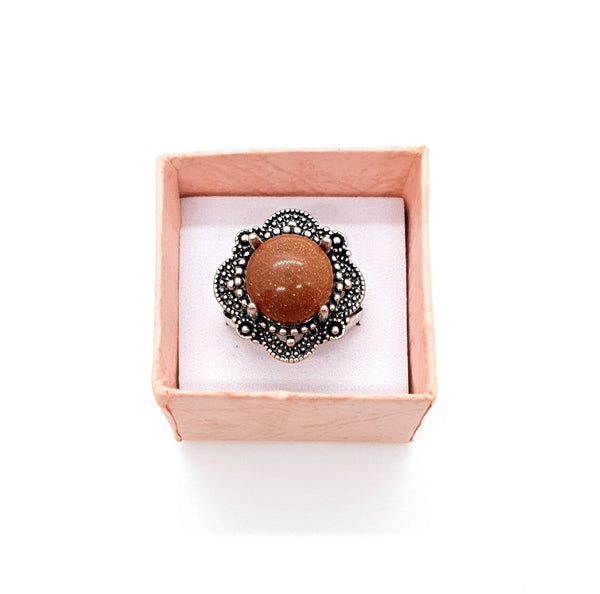 Vintage Silver Ring With Crystal Gemstone