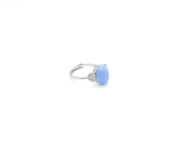 Silver Gemstone Adjustable Ring With Crystal