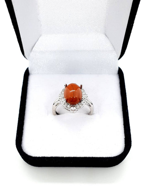 Silver Gemstone Ring With Red Jasper Crystal Stone