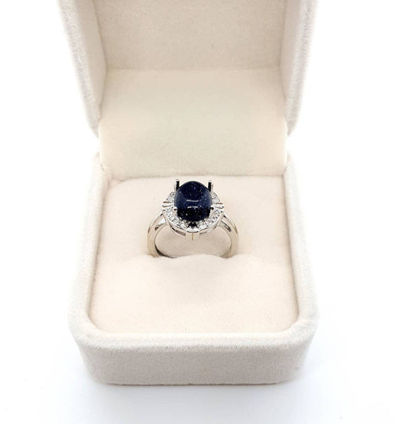 Silver Gemstone Ring With Goldstone Crystal Stone