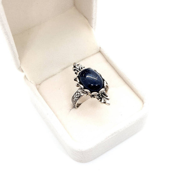 Vintage Silver Ring With Crystal Gemstone