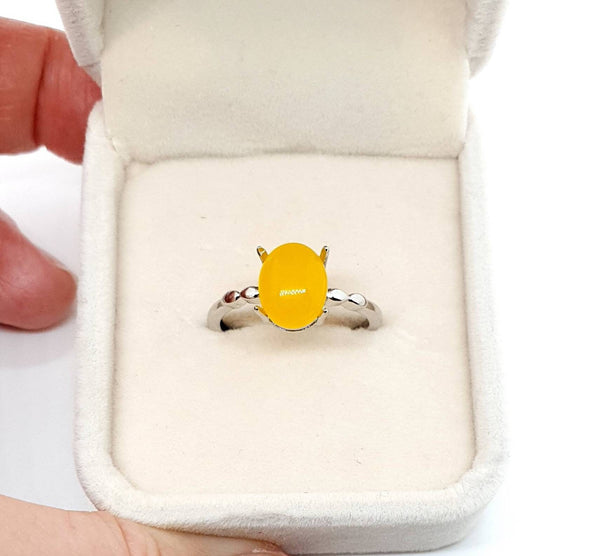 Minimalist Silver Ring With Crystal Gemstone