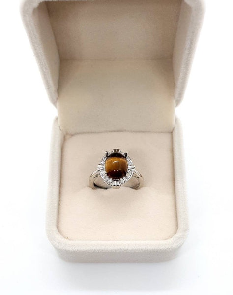 Silver Gemstone Ring With Crystal Stone