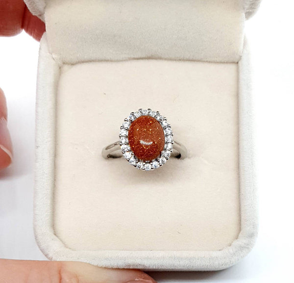Silver Gemstone Ring With Crystal Stone