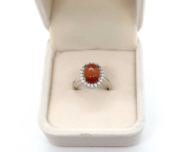 Silver Gemstone Ring With Crystal Stone