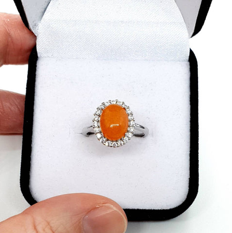 Silver Gemstone Ring With Crystal Stone