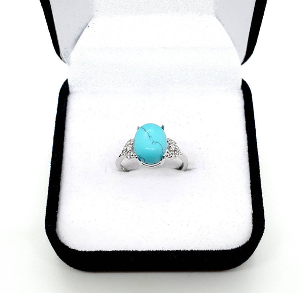 Silver Gemstone Adjustable Ring With Crystal