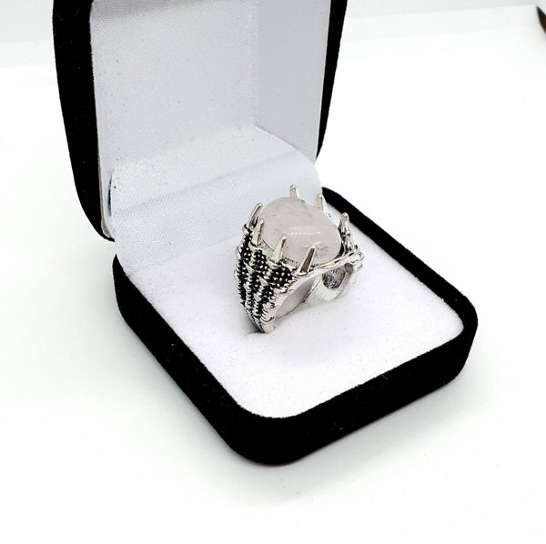 Vintage Silver Gothic Ring With Crystal Stone
