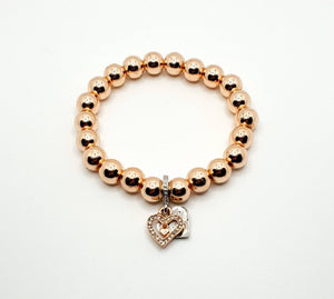 Handmade Rose Gold Hematite Bracelet Silver Heart Charm