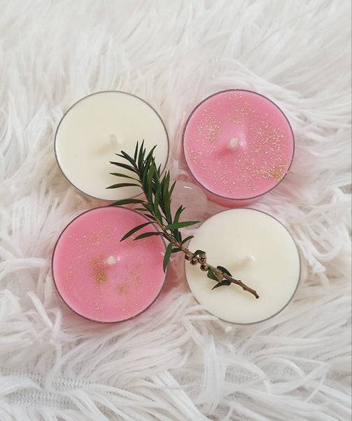 Tea Light Soy Wax Chocolate Cookie Scented Candles White & Pink - Pack of 4
