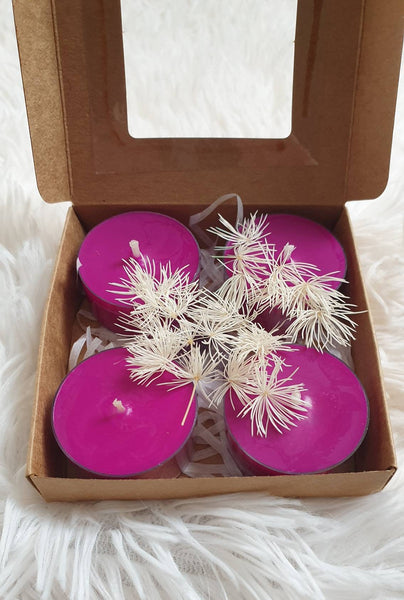 Tea Light Soy Wax Levander Candles Neon Dark Pink - Pack of 4
