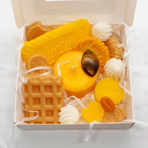 Handmade Luxury Wax Melts Gift Box Set With Vanilla Scented Tea Light Candle