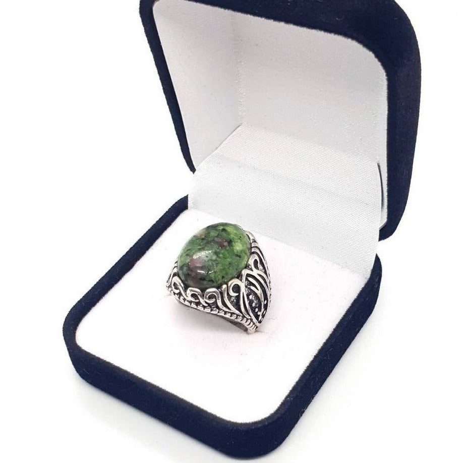 Adjustable Vintage Silver Ring With Crystal Stone