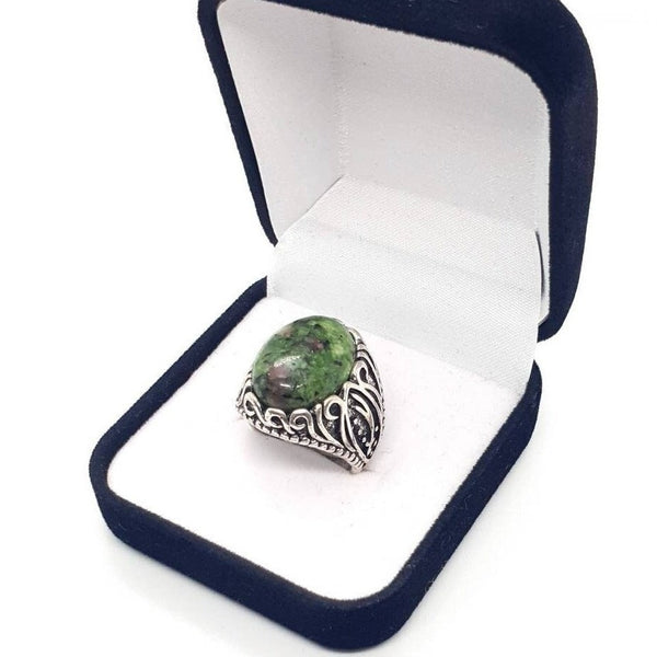 Adjustable Vintage Silver Ring With Crystal Stone