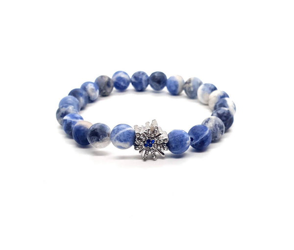 Handmade Blue Sodalite Beaded bracelet with silver charm