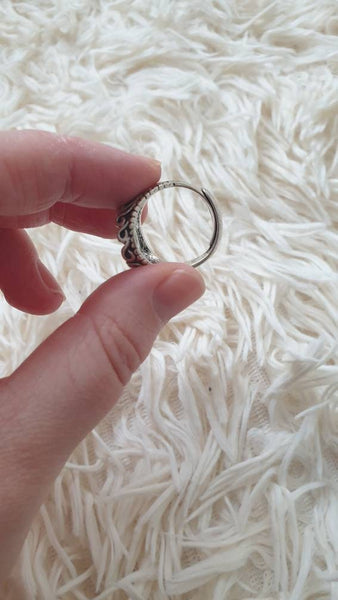 Adjustable Vintage Silver Ring With Crystal Stone