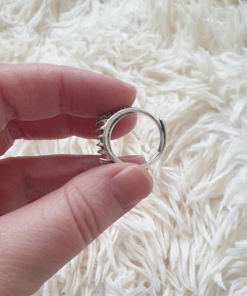 Vintage Antique Silver Crystal Ring With Crystal Gemstone
