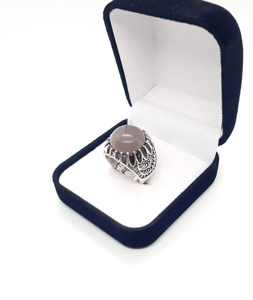 Vintage Antique Silver Crystal Ring With Crystal Gemstone